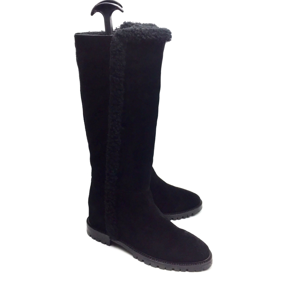 Aquatalia Cheyenne Knee-High Shearling-Trimmed Suede Boots mismatch